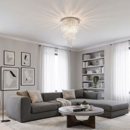 Ideal Lux - Припотолочная хрустальная люстра CARLTON 12xE14/40W/230V диаметр 50 cm блестящий хром