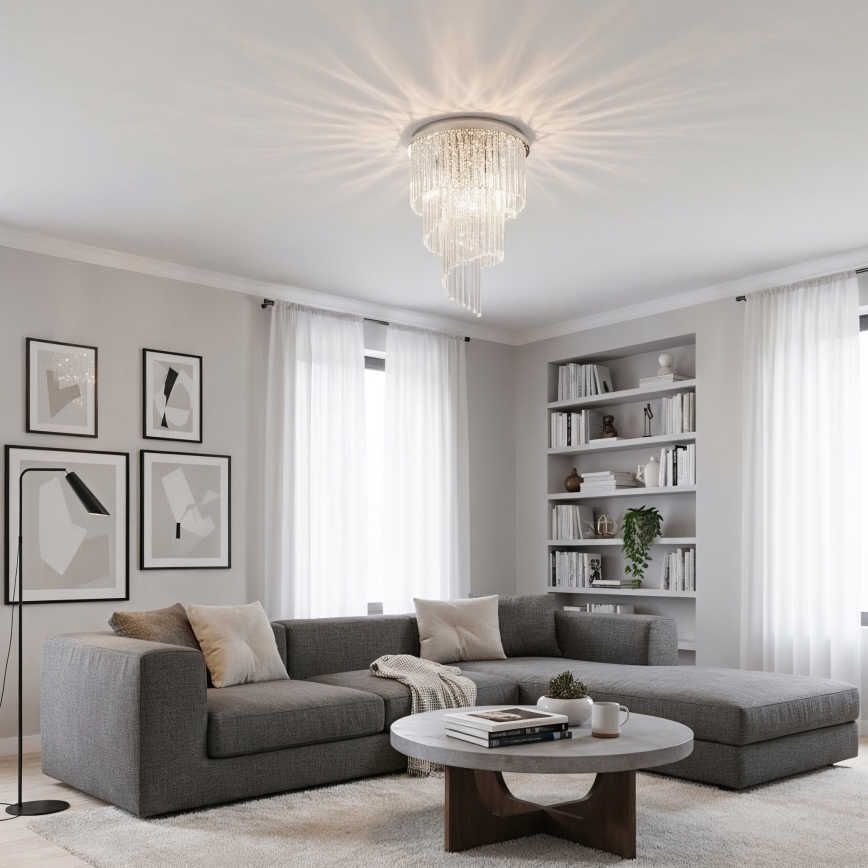 Ideal Lux - Припотолочная хрустальная люстра CARLTON 12xE14/40W/230V диаметр 50 cm блестящий хром