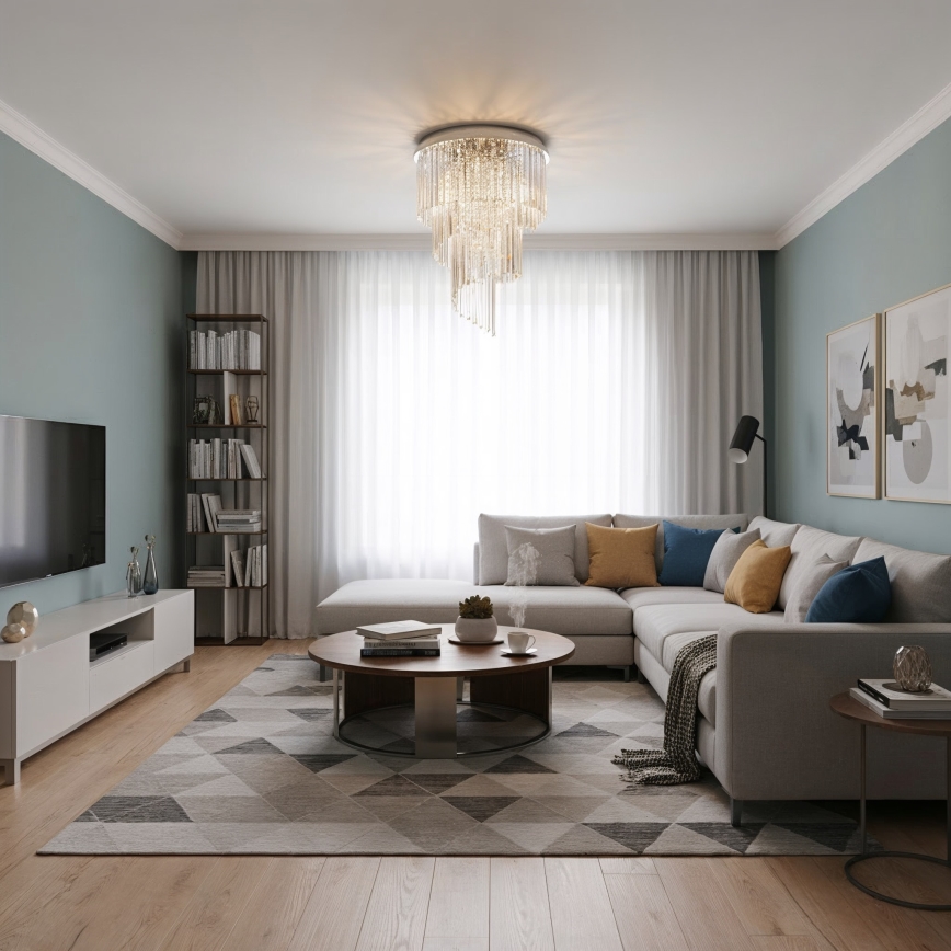 Ideal Lux - Припотолочная хрустальная люстра CARLTON 12xE14/40W/230V диаметр 50 cm блестящий хром