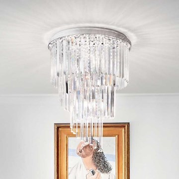 Ideal Lux - Припотолочная хрустальная люстра CARLTON 12xE14/40W/230V диаметр 50 cm блестящий хром