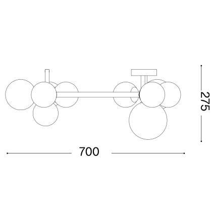 Ideal Lux - Пристельова LED люстра PERLAGE 10xG9/3W/230V діаметр 70 см золотий/димчастий