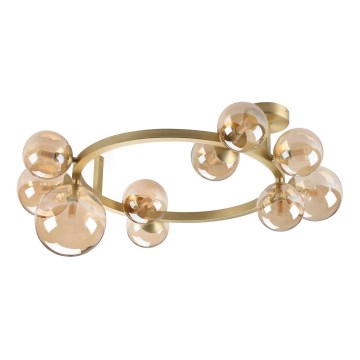 Ideal Lux - Пристельова LED люстра PERLAGE 10xG9/3W/230V діаметр 70 см золотий/димчастий