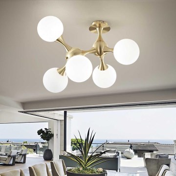 Ideal Lux - Пристельова люстра NODI 5xE14/28W/230V латунь