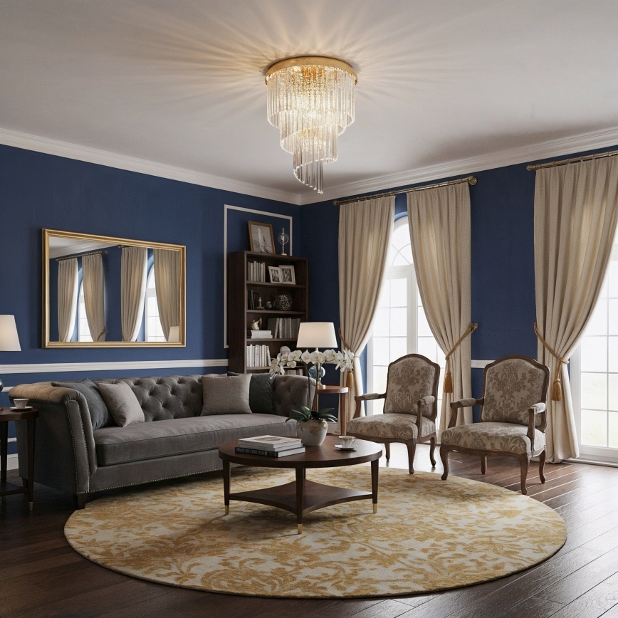 Ideal Lux - Пристельова кришталева люстра CARLTON 12xE14/40W/230V діаметр 50 см золотий