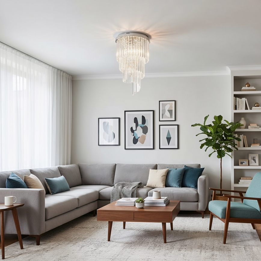 Ideal Lux - Пристельова кришталева люстра CARLTON 8xE14/40W/230V діаметр 40 см глянцевий хром