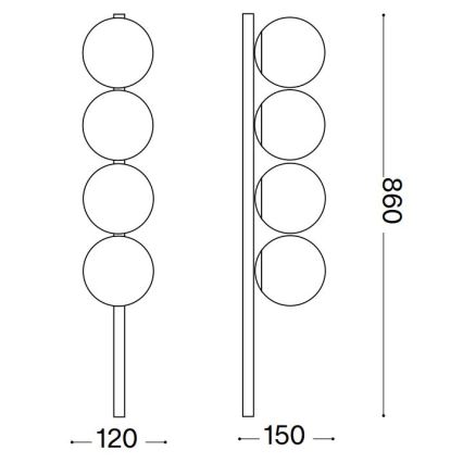 Ideal Lux - Стельовий LED світильник BINOMIO 4xG9/3W/230V чорний
