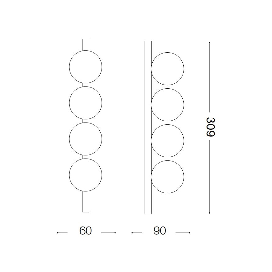 Ideal Lux - Стельовий LED світильник PING PONG 4xLED/3W/230V CRI 90 чорний