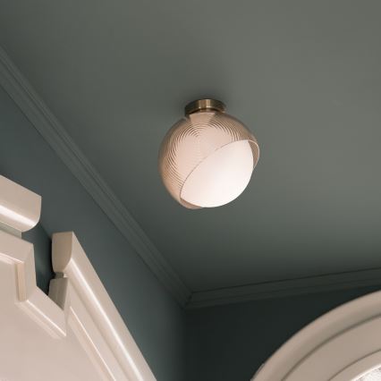 Ideal Lux - Стельовий світильник BLOOM 1xE27/42W/230V діаметр 22 см золотистий/димчато-бежевий