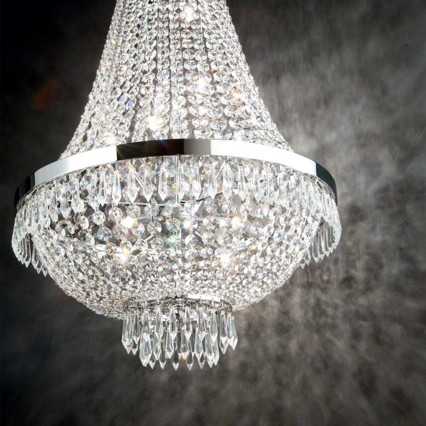 Ideal Lux - Светодиодная хрустальная люстра на цепи CAESAR 9xG9/3W/230V диаметр 45 см блестящий хром