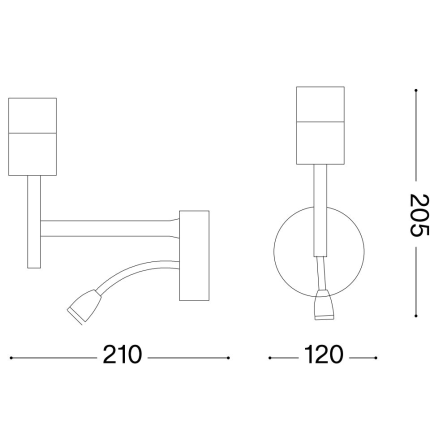 Ideal Lux - Светодиодная гибкая лампа с креплением SET UP 1xE27/42W + LED/3W/230V CRI 90 USB черный