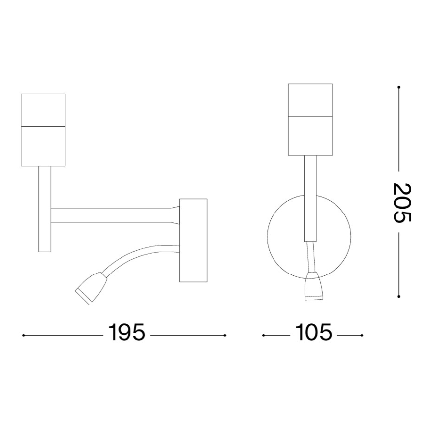 Ideal Lux - Светодиодная гибкая лампа с креплением SET 1xE27/42W + LED/3W/230V CRI 90 USB золотистый