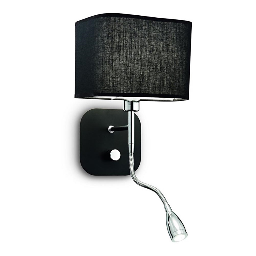 Ideal Lux - Светодиодная гибкая настенный светильник 1xE14/40W/230V + LED/1W/230V черный