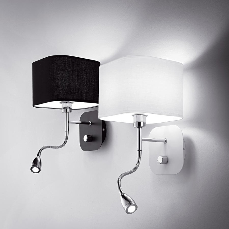 Ideal Lux - Светодиодная гибкая настенный светильник 1xE14/40W/230V + LED/1W/230V черный