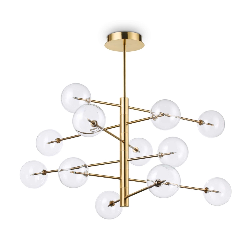 Ideal Lux - Светодиодная люстра на штанге EQUINOXE 12xG4/2W/230V диаметр 124 см латунь/прозрачный