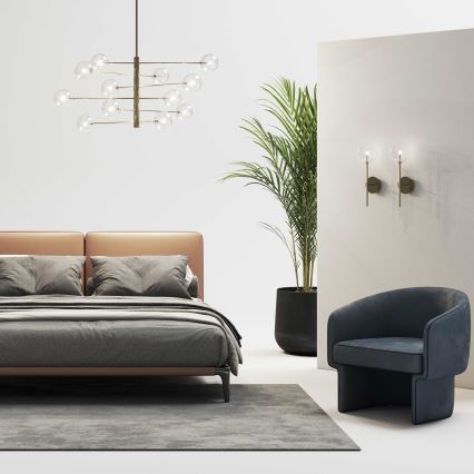 Ideal Lux - Светодиодная люстра на штанге EQUINOXE 12xG4/2W/230V диаметр 124 см латунь/прозрачный
