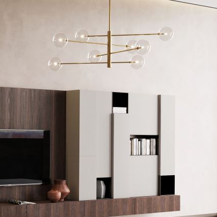 Ideal Lux - Светодиодная люстра на штанге EQUINOXE 8xG4/2W/230V диаметр 128 см латунь/прозрачный
