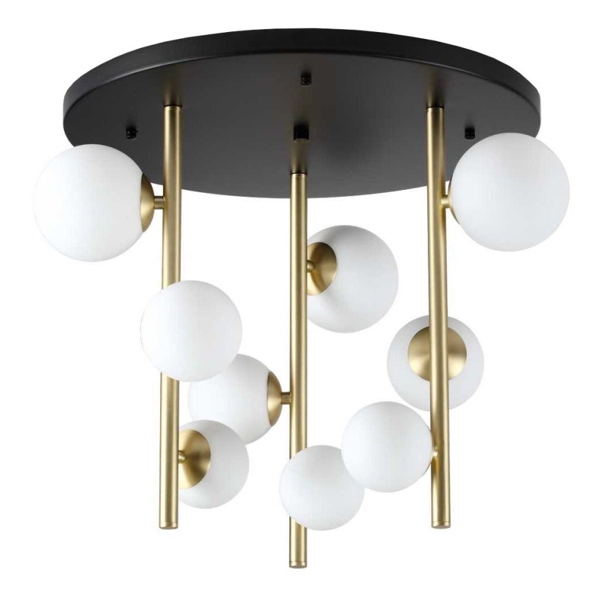 Ideal Lux - Светодиодная люстра на штанге PERLAGE 9xG9/3W/230V диаметр 55 см золотистый/белый