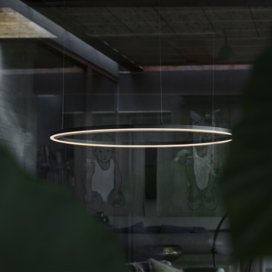Ideal Lux - светодиодная подвесная люстра на тросе ORACLE SLIM LED/37W/230V 3000K CRI 90, диаметр 70 см, чёрная