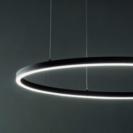 Ideal Lux - светодиодная подвесная люстра на тросе ORACLE SLIM LED/37W/230V 3000K CRI 90, диаметр 70 см, чёрная