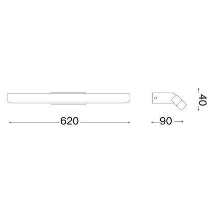 Ideal Lux - Светодиодная подсветка для зеркала в ванной комнате RIFLESSO LED/16W/230V 62 см CRI 90 IP54 черный