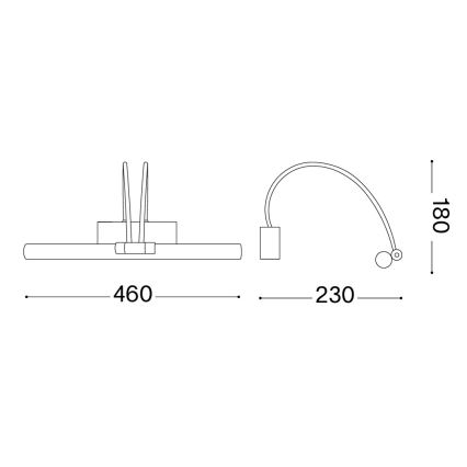 Ideal Lux - Светодиодная подсветка для картин BOW LED/4,6W/230V 46 см CRI 90 золотистый
