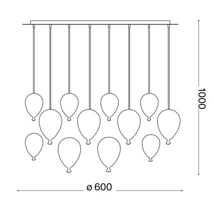 Ideal Lux - Светодиодная подвесная люстра CLOWN 12xG9/3W/230V диаметр 60 см красочный