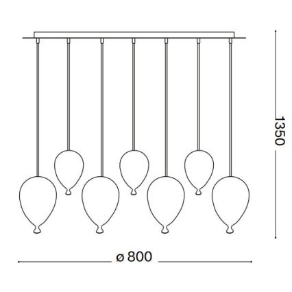Ideal Lux - Светодиодная подвесная люстра CLOWN 7xG9/3W/230V 80 см красочный