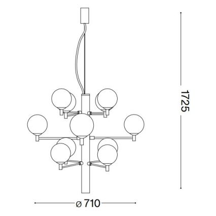 Ideal Lux - Светодиодная подвесная люстра COPERNICO 12xG9/3W/230V диаметр 71 см черный