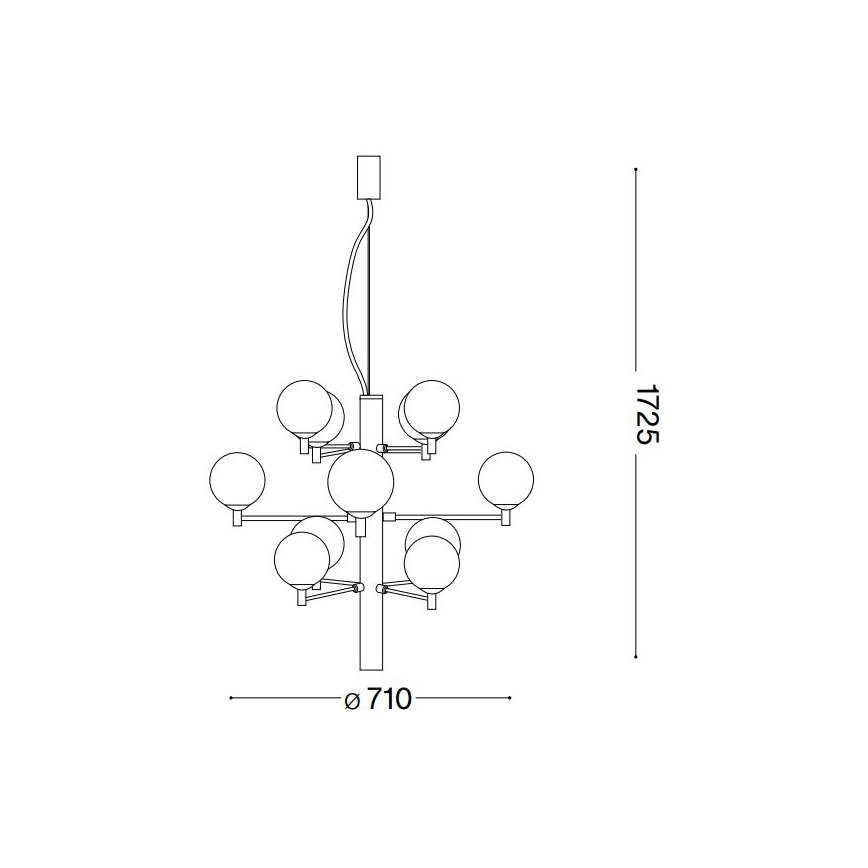 Ideal Lux - Светодиодная подвесная люстра COPERNICO 12xG9/3W/230V диаметр 71 см черный