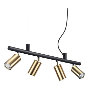 Ideal Lux - Светодиодная подвесная люстра DYNAMITE 4xGU10/7W/230V CRI 90 черный/латунь