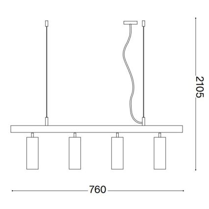 Ideal Lux - Светодиодная подвесная люстра DYNAMITE 4xGU10/7W/230V CRI 90 черный/латунь