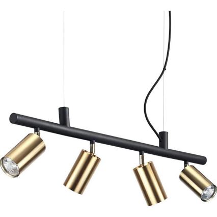 Ideal Lux - Светодиодная подвесная люстра DYNAMITE 4xGU10/7W/230V CRI 90 черный/латунь