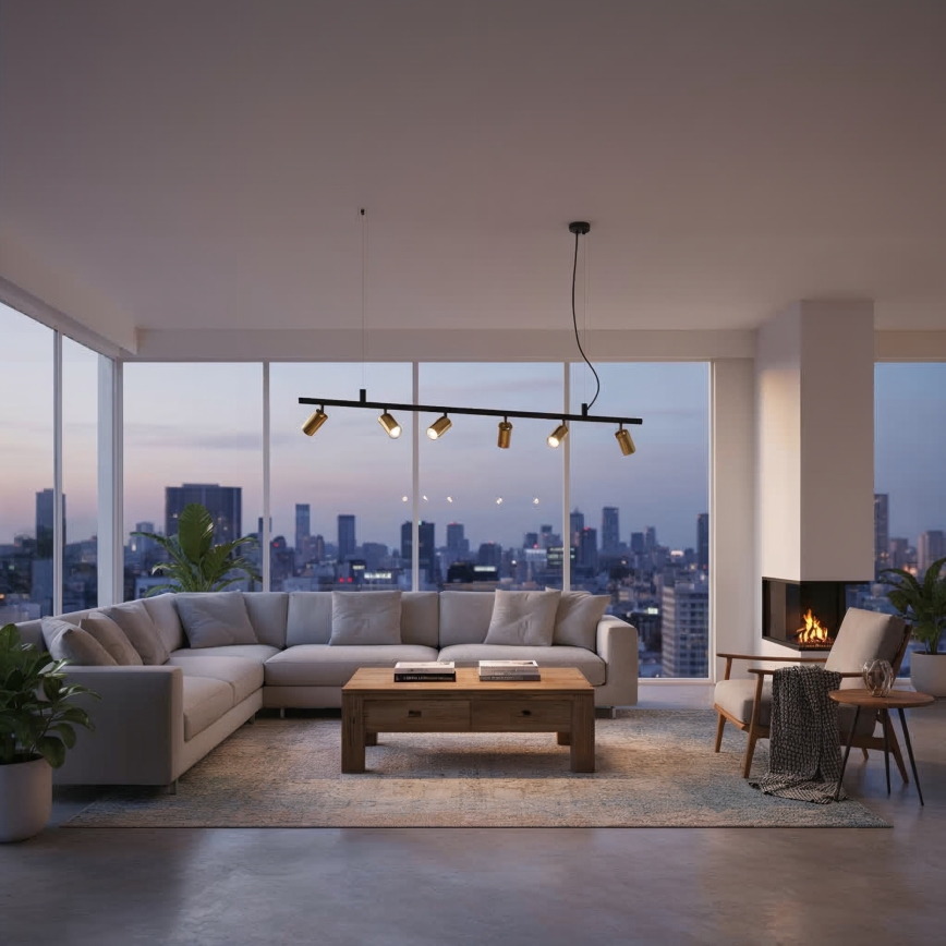 Ideal Lux - Светодиодная подвесная люстра DYNAMITE 6xGU10/7W/230V CRI 90 черный/латунь