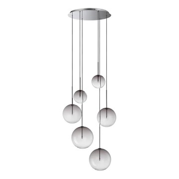 Ideal Lux - Светодиодная подвесная люстра EQUINOXE 6xG4/2W/230V диаметр 65 см блестящий хром/дымчатый