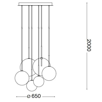 Ideal Lux - Светодиодная подвесная люстра EQUINOXE 6xG4/2W/230V диаметр 65 см латунь/дымчатый