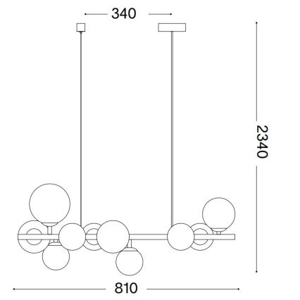 Ideal Lux - Светодиодная подвесная люстра PERLAGE 10xG9/3W/230V 81 см золотистый/белый