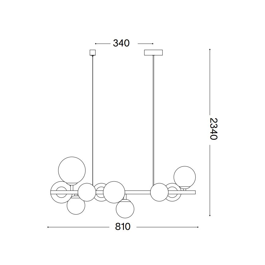Ideal Lux - Светодиодная подвесная люстра PERLAGE 10xG9/3W/230V 81 см золотистый/дымчатый