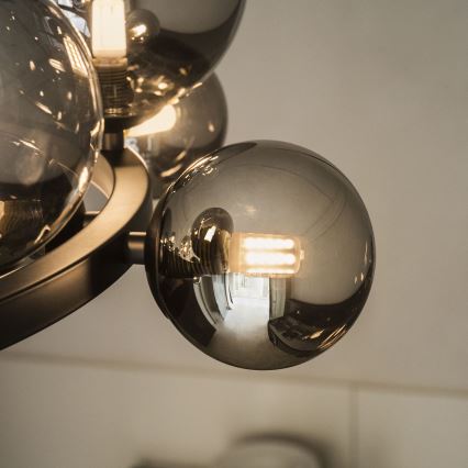Ideal Lux - Светодиодная подвесная люстра PERLAGE 11xG9/3W/230V диаметр 73 см черный/дымчатый