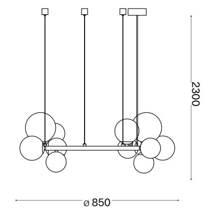 Ideal Lux - Светодиодная подвесная люстра PERLAGE 14xG9/3W/230V диаметр 85 см золотистый/дымчатый