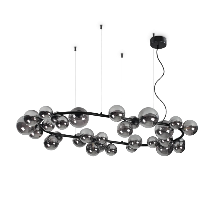 Ideal Lux - Светодиодная подвесная люстра PERLAGE 30xG9/3W/230V 143 см черный/дымчатый