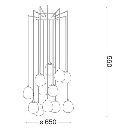 Ideal Lux - Светодиодная подвесная люстра RHAPSODY 12xG9/3W/230V латунь