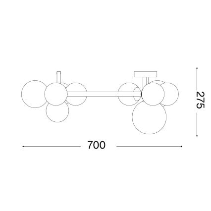 Ideal Lux - Светодиодная припотолочная люстра PERLAGE 10xG9/3W/230V диаметр 70 см черный/дымчатый