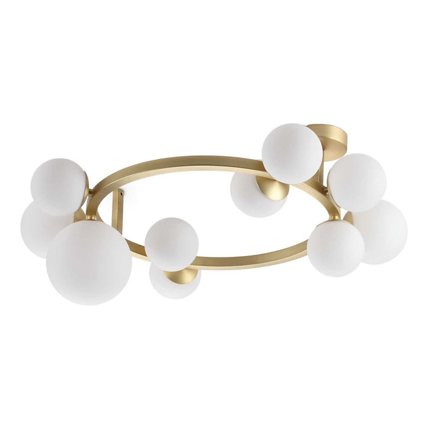 Ideal Lux - Светодиодная припотолочная люстра PERLAGE 10xG9/3W/230V диаметр 70 см золотистый/белый