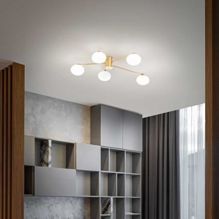 Ideal Lux - Светодиодная припотолочная люстра HERMES 5xG9/3W/230V диаметр 90 см золотистый