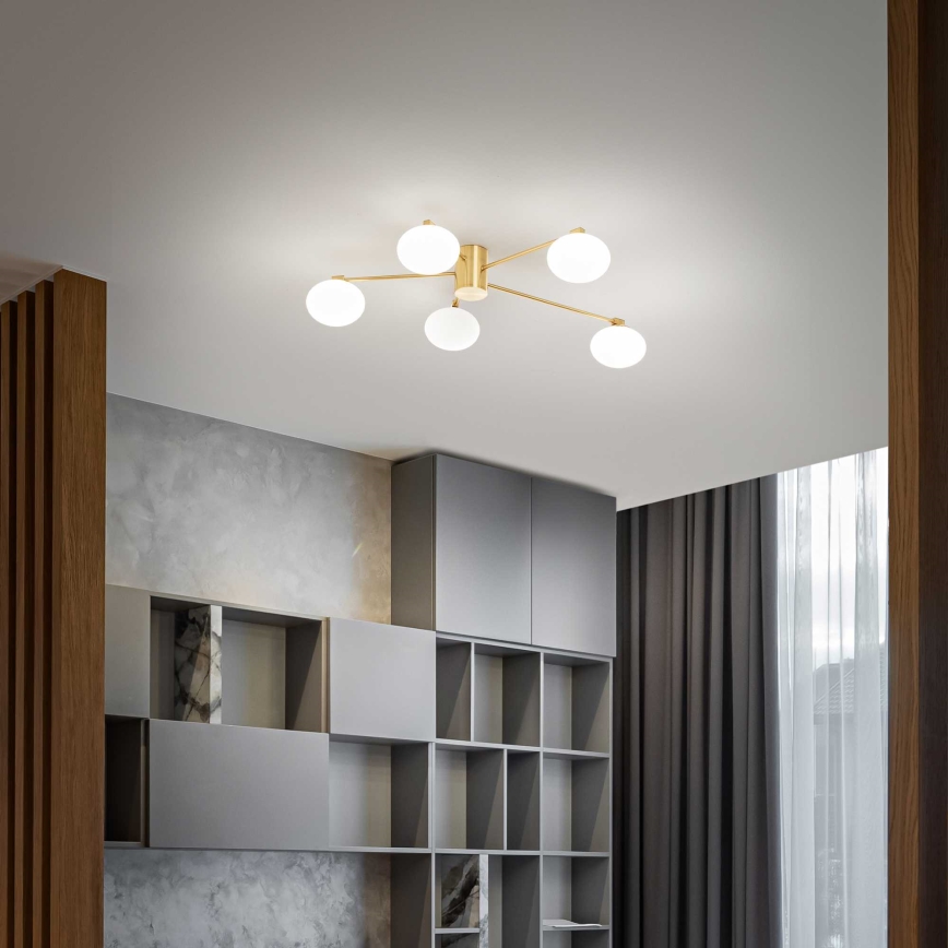 Ideal Lux - Светодиодная припотолочная люстра HERMES 5xG9/3W/230V диаметр 90 см золотистый