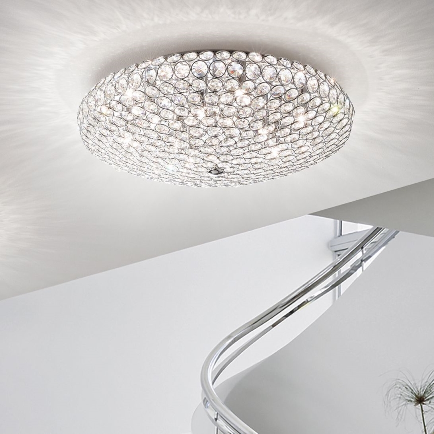 Ideal Lux - Светодиодный хрустальный потолочный светильник KING 9xG9/3W/230V диаметр 53,5 см блестящий хром