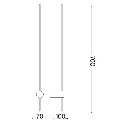 Ideal Lux - Светодиодный настенный светильник ESSENCE LED/12W/230V 4000K 70 см CRI 90 черный