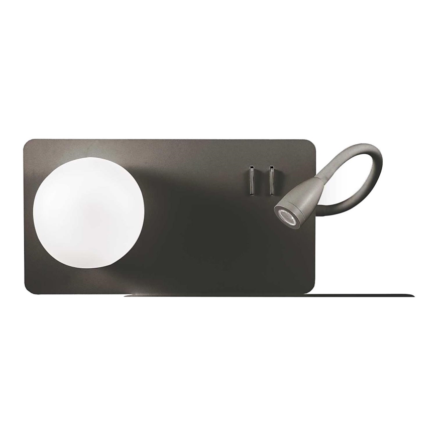 Ideal Lux - Светодиодный настенный светильник с гибкой маленькой лампой BOOK 1xG9/28W + LED/3W/230V USB черный