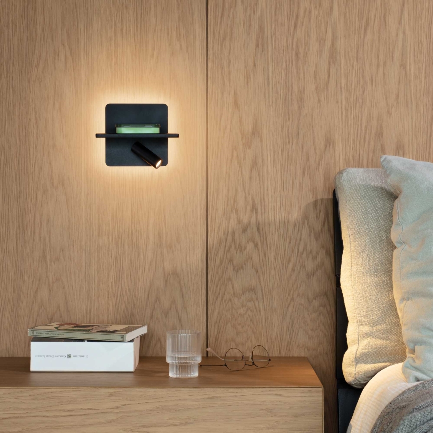 Ideal Lux - Светодиодный настенный точечный светильник PIANO LED/11,5W/230V USB черный
