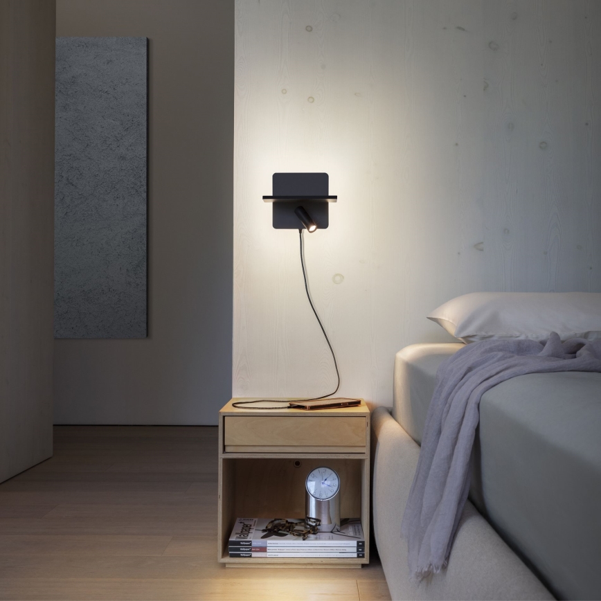 Ideal Lux - Светодиодный настенный точечный светильник PIANO LED/11,5W/230V USB черный